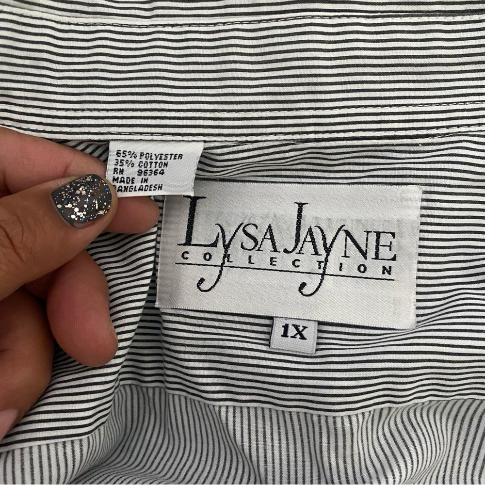Lysa Jayne Scottie Dog Embroidered Striped‎ Button Shirt Womens 1X Plus - Picture 5 of 7